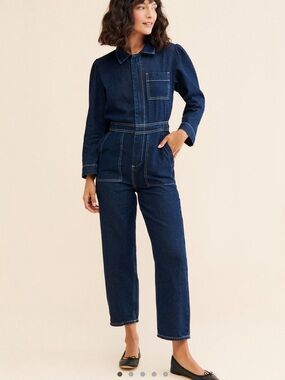 Anthropologie Dark Indigo Denim Women's Coverall Jumpsuit